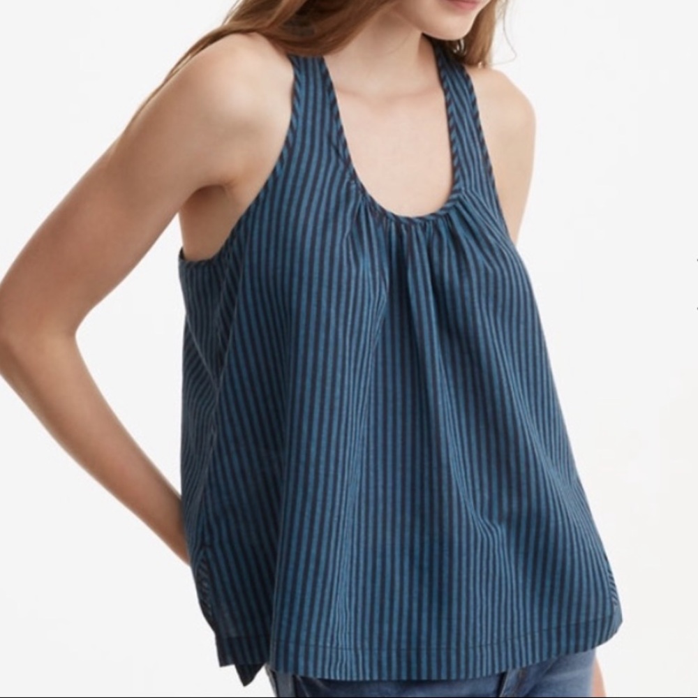Lou & Grey Cotton Seastripe Tank Teal Blue & Black
